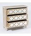 Wood & Lattice Mirrored Chest of Drawers