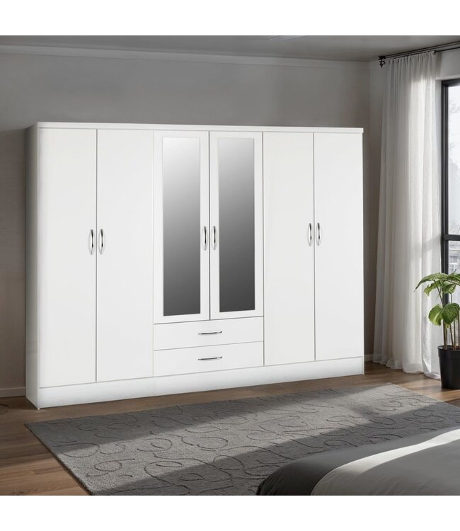 Seconique Nevada 6 Door Wardrobe - White
