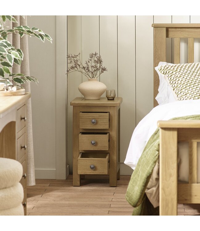 Julian Bowen Windsor Smokey Oak 3 Drawer Slim Bedside Table