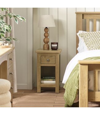 Julian Bowen Windsor Smokey Oak 1 Drawer Slim Bedside Table