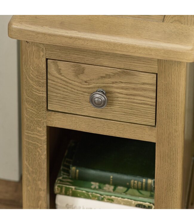 Julian Bowen Windsor Smokey Oak 1 Drawer Slim Bedside Table