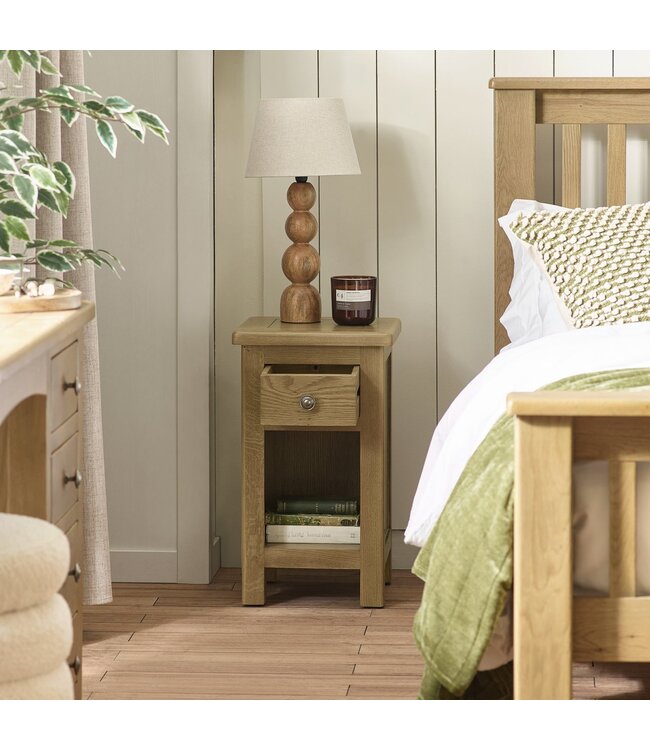 Julian Bowen Windsor Smokey Oak 1 Drawer Slim Bedside Table