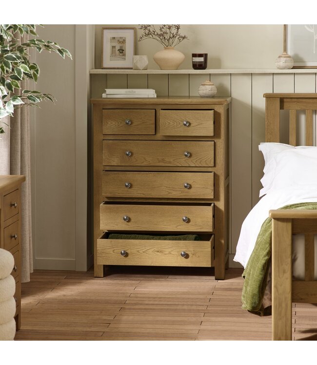 Julian Bowen Windsor Smokey Oak 4+2 Drawer Chest of Drawers