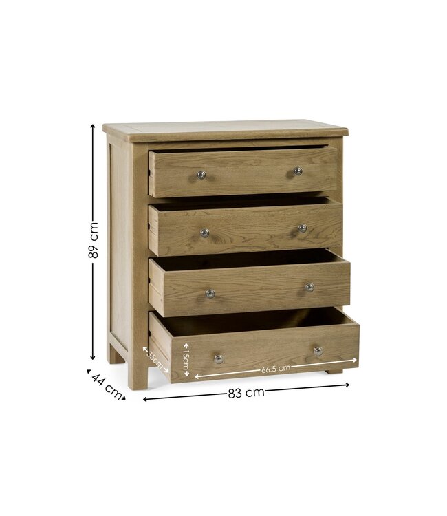 Julian Bowen Windsor Smokey Oak 4 Drawer Chest of Drawers