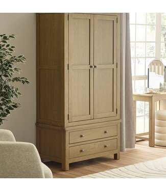 Julian Bowen Windsor Smokey Oak 2 Door 2 Drawer Wardrobe.