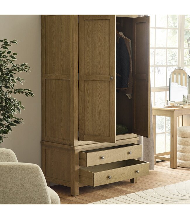 Julian Bowen Windsor Smokey Oak 2 Door 2 Drawer Wardrobe.