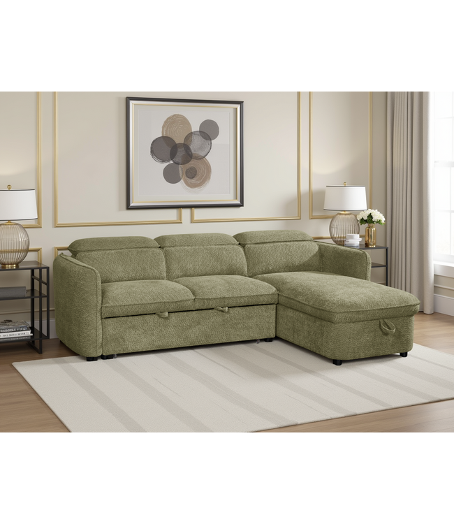 Capri Universal Corner Sofabed in Textured Fabric – Grey/Green/Blue/Beige