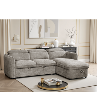 Capri Universal Corner Sofabed in Textured Fabric – Grey/Green/Blue/Beige