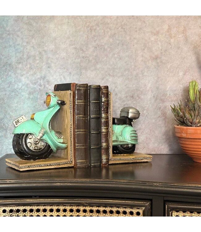 Vintage Scooter Bookends – Poly Resin Quirky Bookends for Modern Interiors
