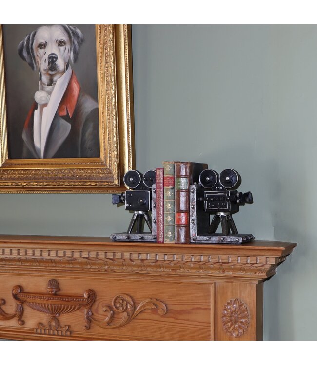 Vintage Camera Bookends – Poly-Resin Pair (17.5cm) | Retro Shelf Decor