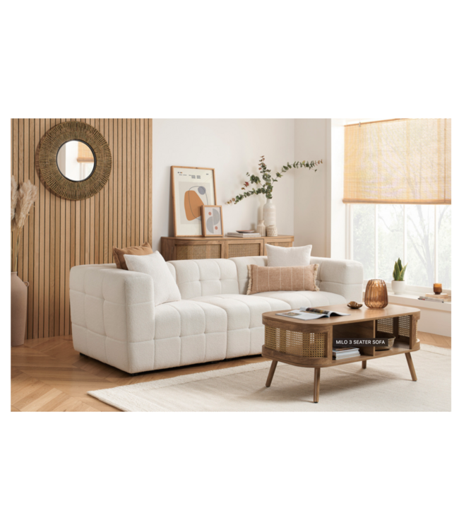 Birlea Milo 3 Seater Sofa White Boucle Fabric