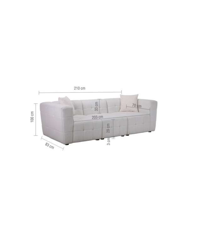 Birlea Milo 3 Seater Sofa White Boucle Fabric