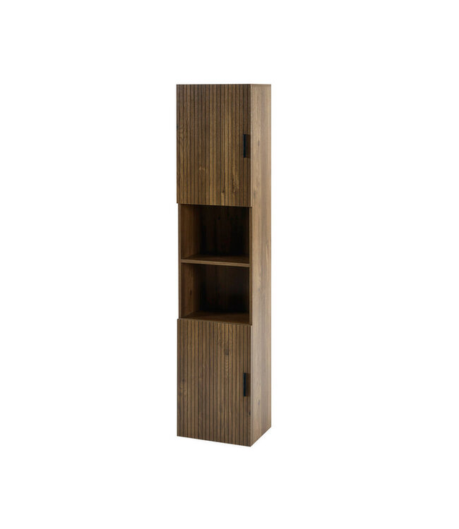 Julian Bowen Hampshire Walnut Effect Tall Bathroom Storage Cabinet