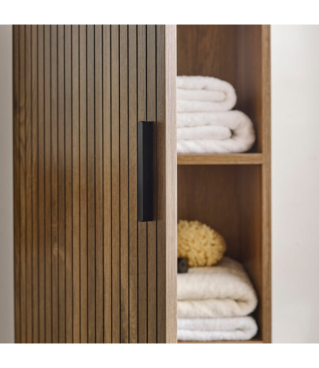 Julian Bowen Hampshire Walnut Effect Tall Bathroom Storage Cabinet