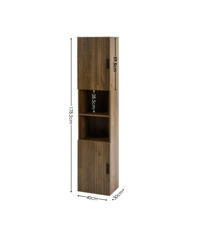 Julian Bowen Hampshire Walnut Effect Tall Bathroom Storage Cabinet