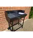 Kingfisher Garden Half Barrel Steel Drum BBQ Barbecue with Chrome Racks & Wheels
