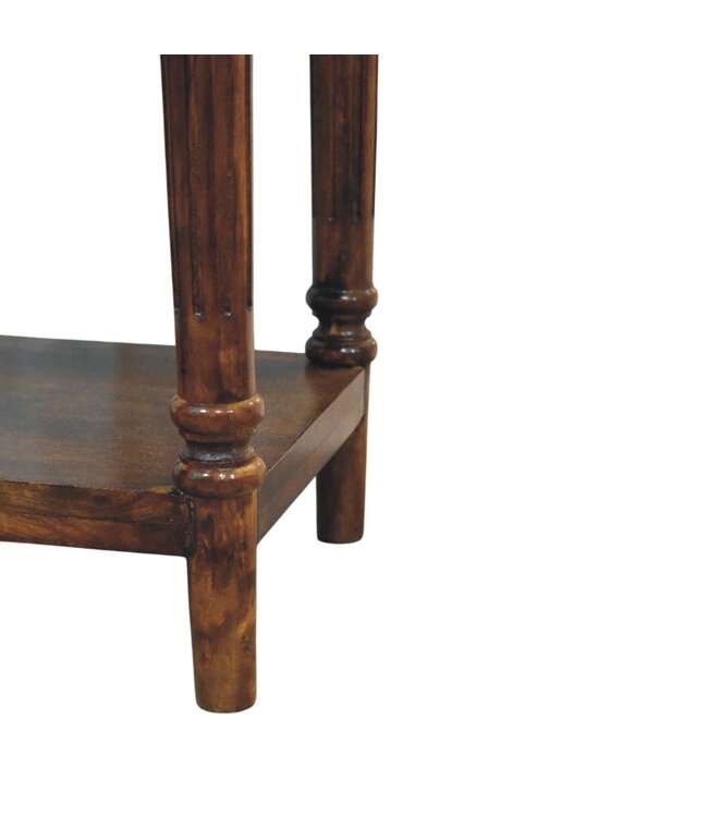 Mango Wood Tall Side Table with Drawer & Shelves