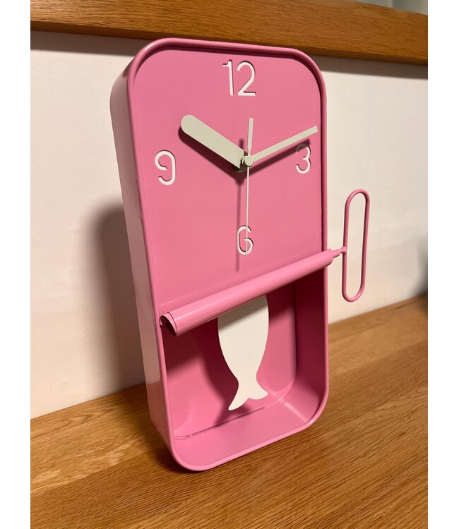 Blue  Metal Sardine Tin Pendulum Wall Clock