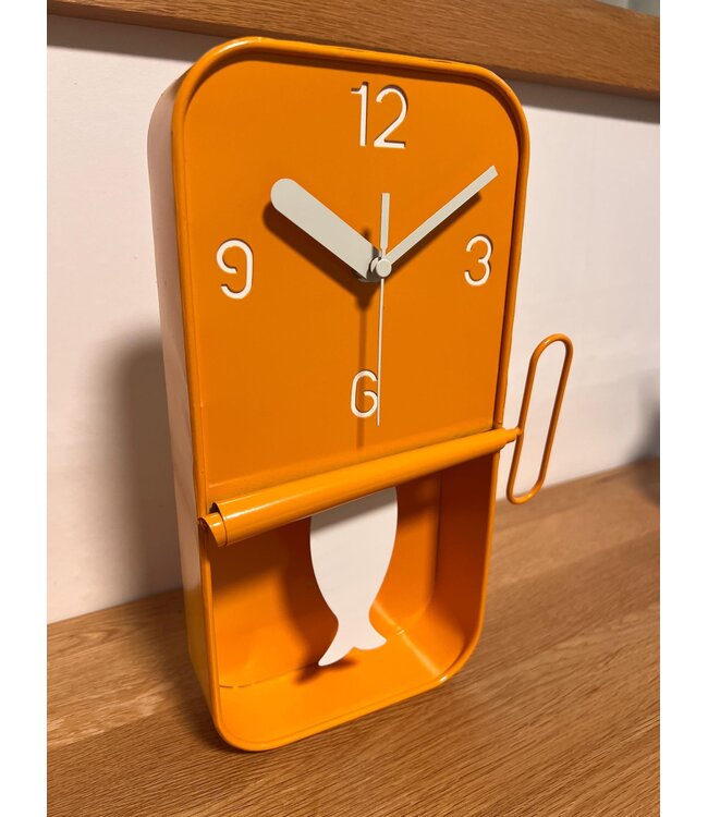 Blue  Metal Sardine Tin Pendulum Wall Clock
