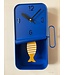 Blue  Metal Sardine Tin Pendulum Wall Clock