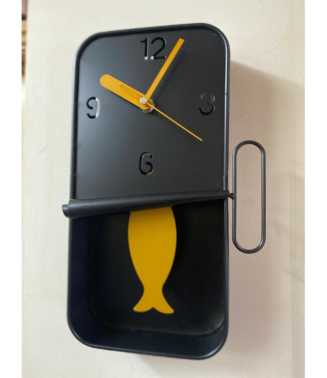 Blue  Metal Sardine Tin Pendulum Wall Clock