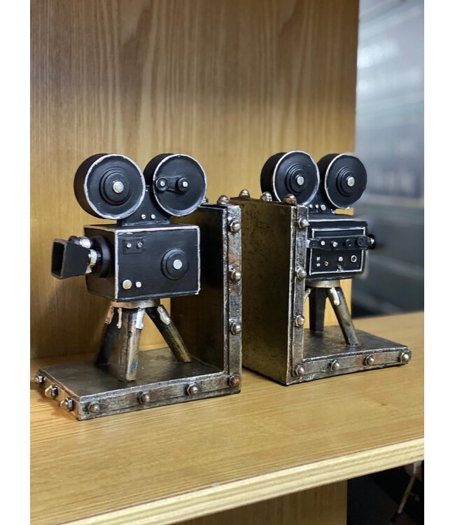 Vintage Camera Bookends | Poly-Resin Decorative Shelf Decor | Freitaslaf