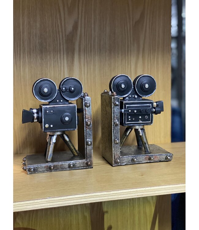 Vintage Camera Bookends | Poly-Resin Decorative Shelf Decor | Freitaslaf