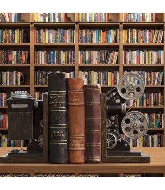 Projector  Bookends – Poly-Resin Pair (20cm) | Retro Shelf Decor