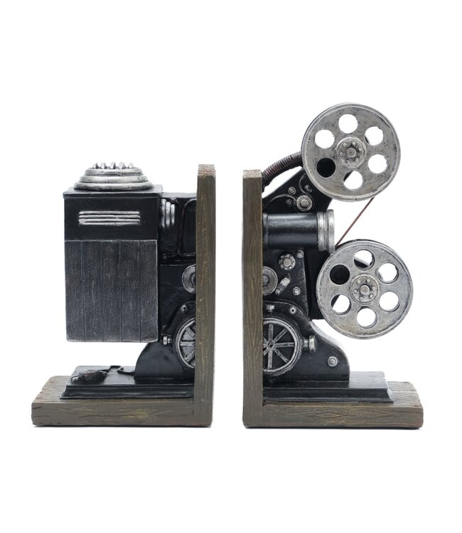 Projector  Bookends – Poly-Resin Pair (20cm) | Retro Shelf Decor