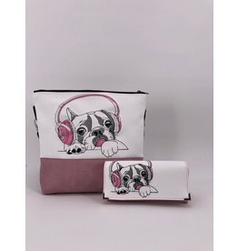 Milow Set - Französische Bulldogge mit Kopfhörern inklusive Geldbörse