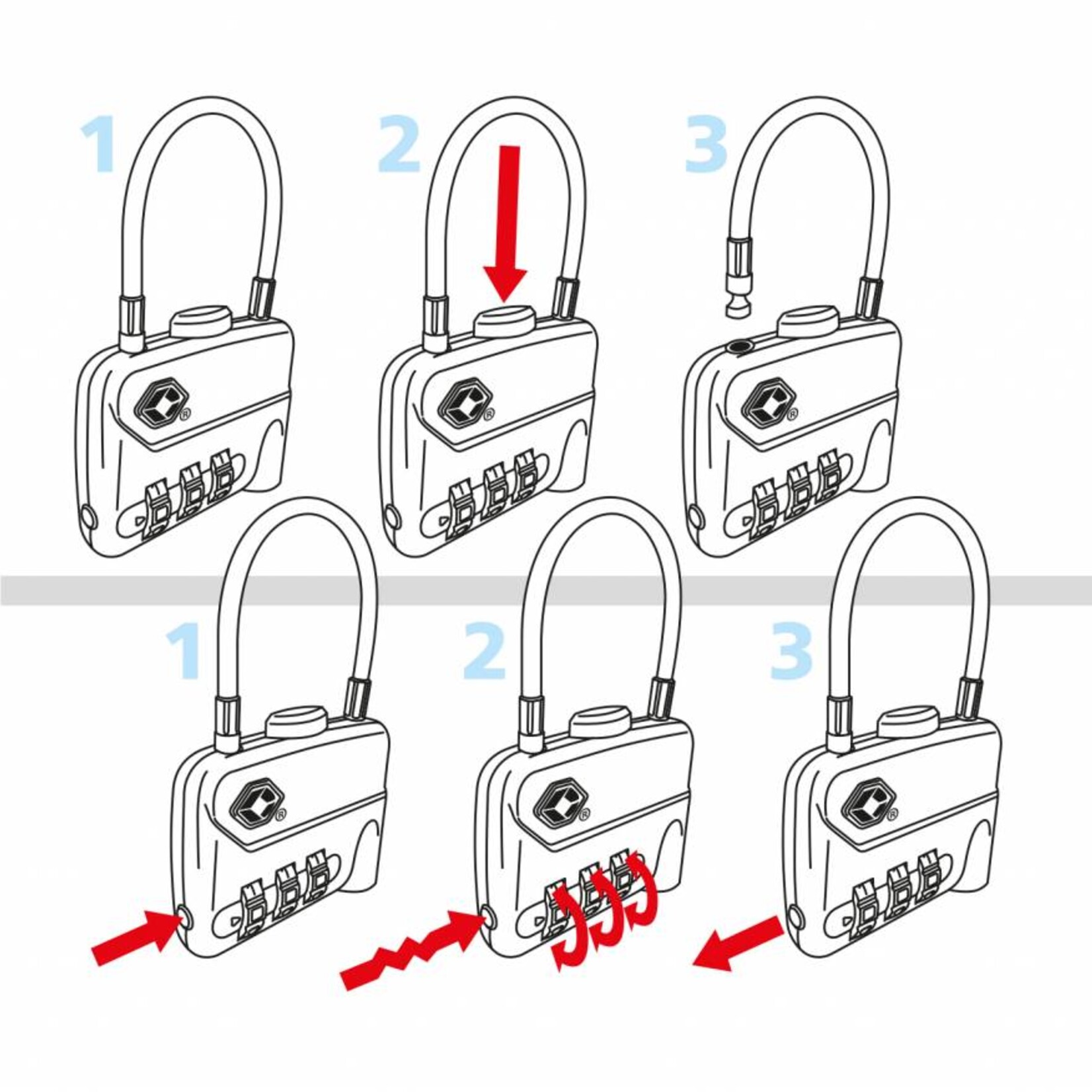 Travelsafe TSA cijferslot met kabel