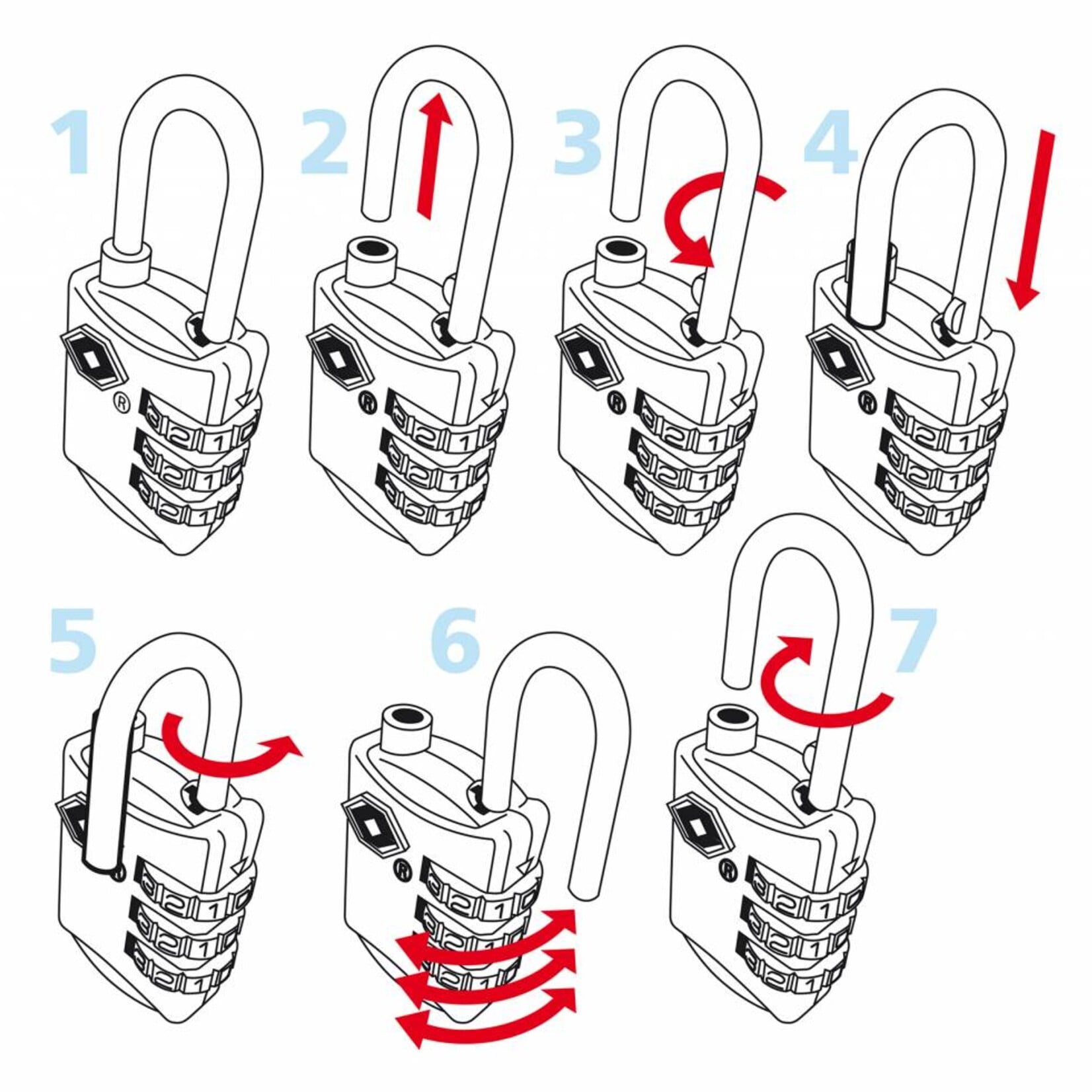 Travelsafe TSA cijfercode hangslot - zilver