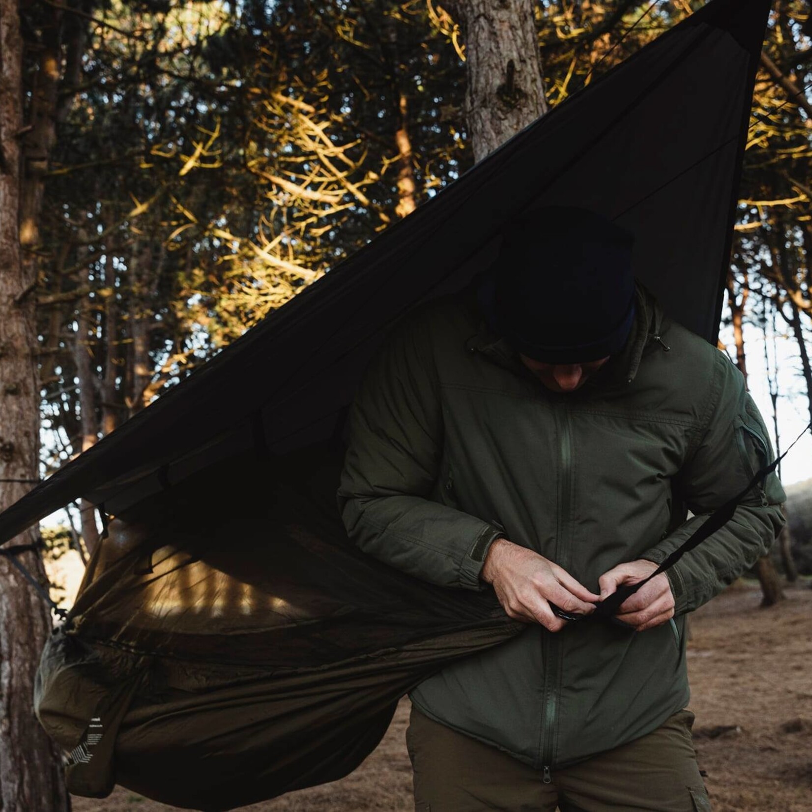 Highlander Crusader - trekking hangmat met tarp en mosquitonet - olive groen