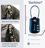 Sarhino Protect Zipper TSA cijferslot 3 cijfers - zwart