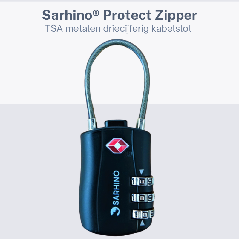 Moderniseren Gom mode Protect Zipper TSA driecijferig kabelslot - zwart | Backpackspullen.nl