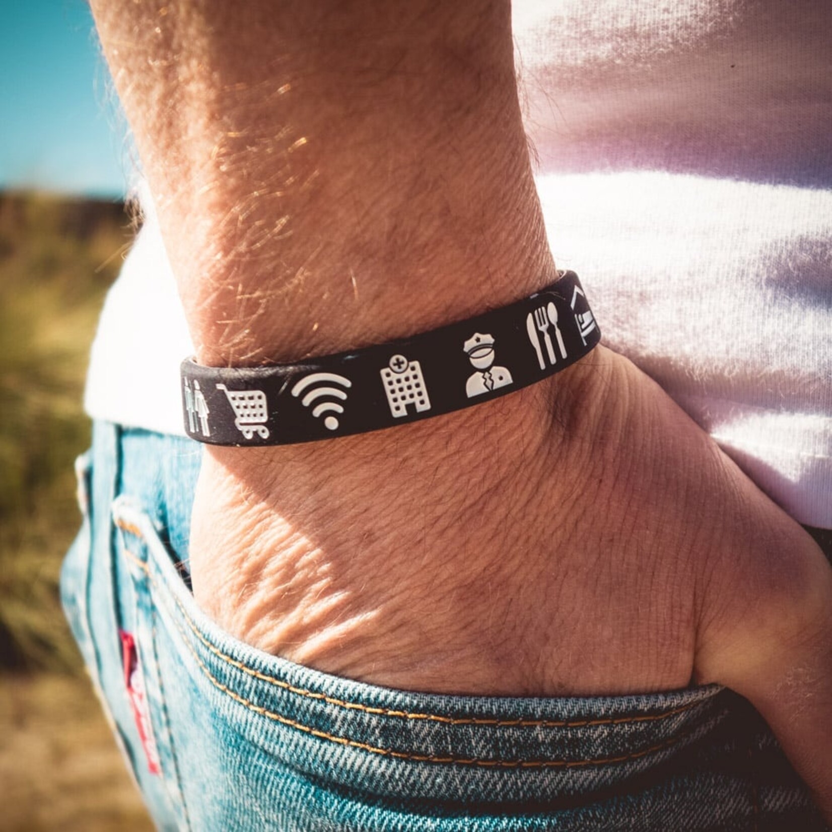 Ik ga op avontuur Travel bracelet - reisbandje icons -  heren / large