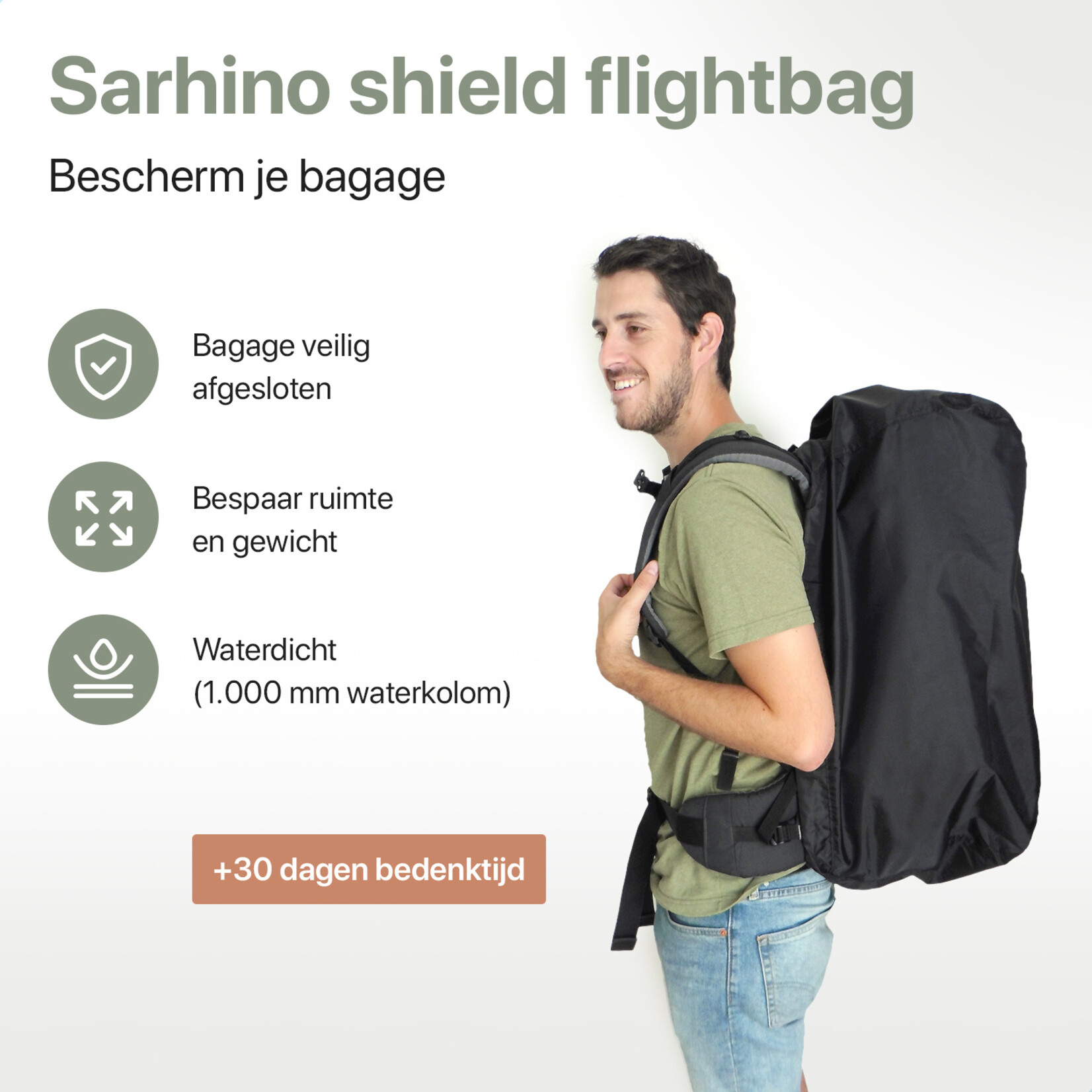 Sarhino Shield 50-100l flightbag en regenhoes - zwart