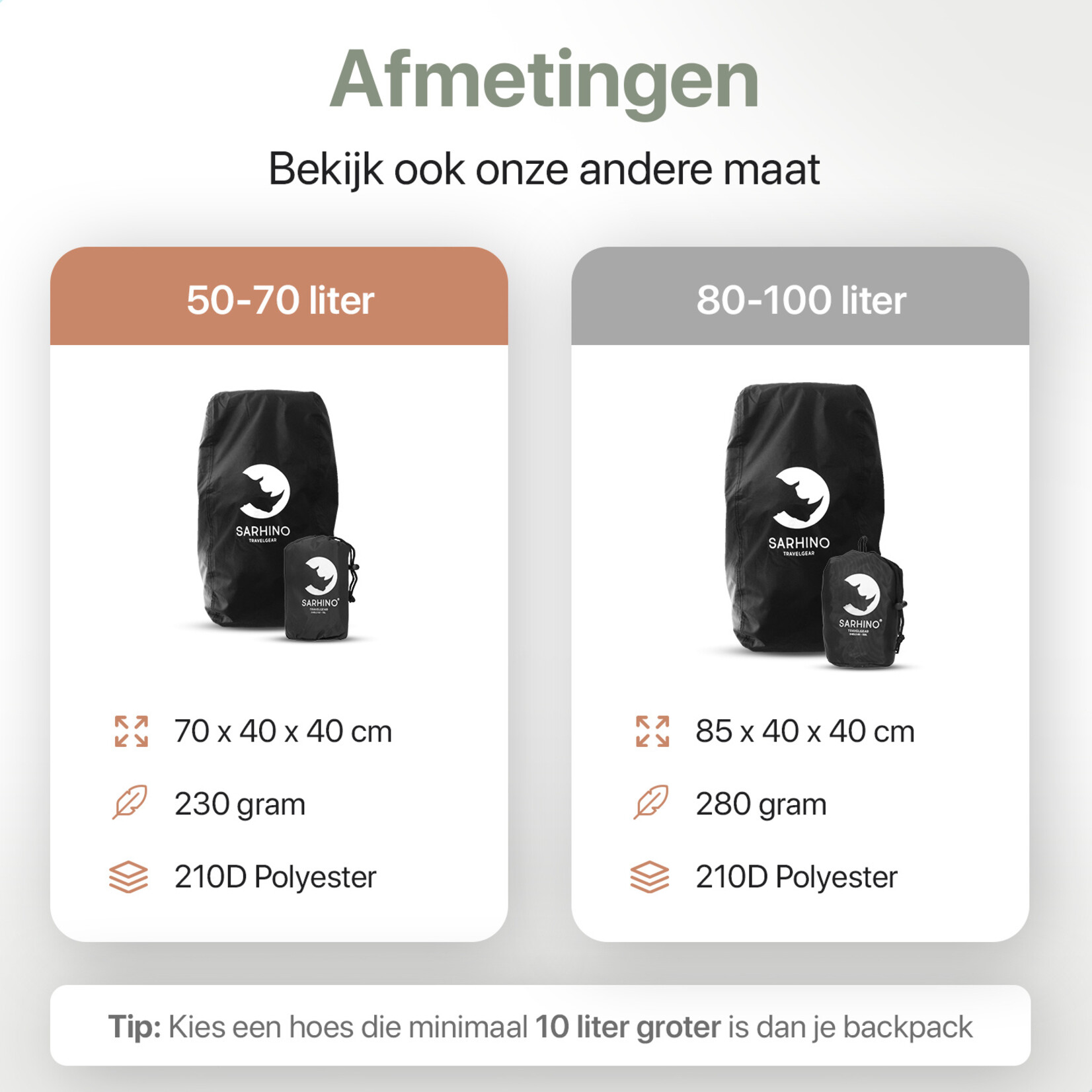 Sarhino Shield 50-100l flightbag en regenhoes - zwart
