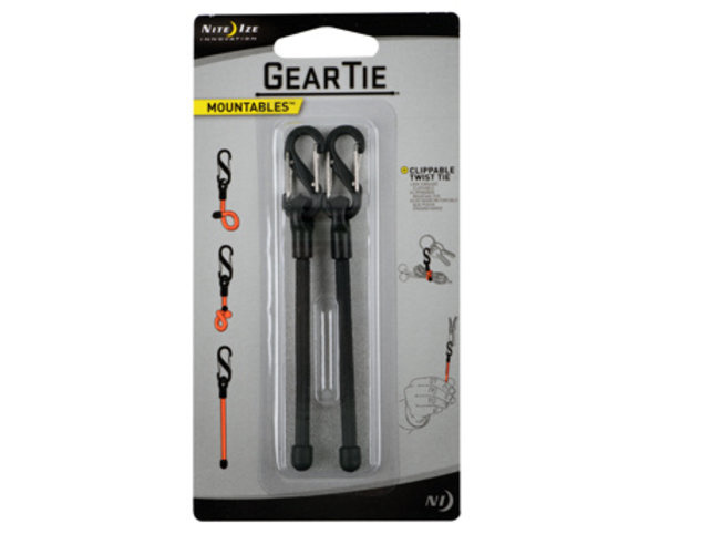Nite Ize Gear Tie Clippable Twist 3" Black 2pack