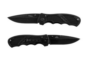 One-handed Knife Black Alu Fingergrip PE