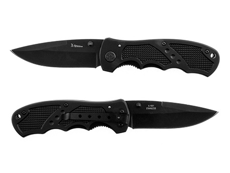 X-Treme One-handed Knife Black Alu Fingergrip PE