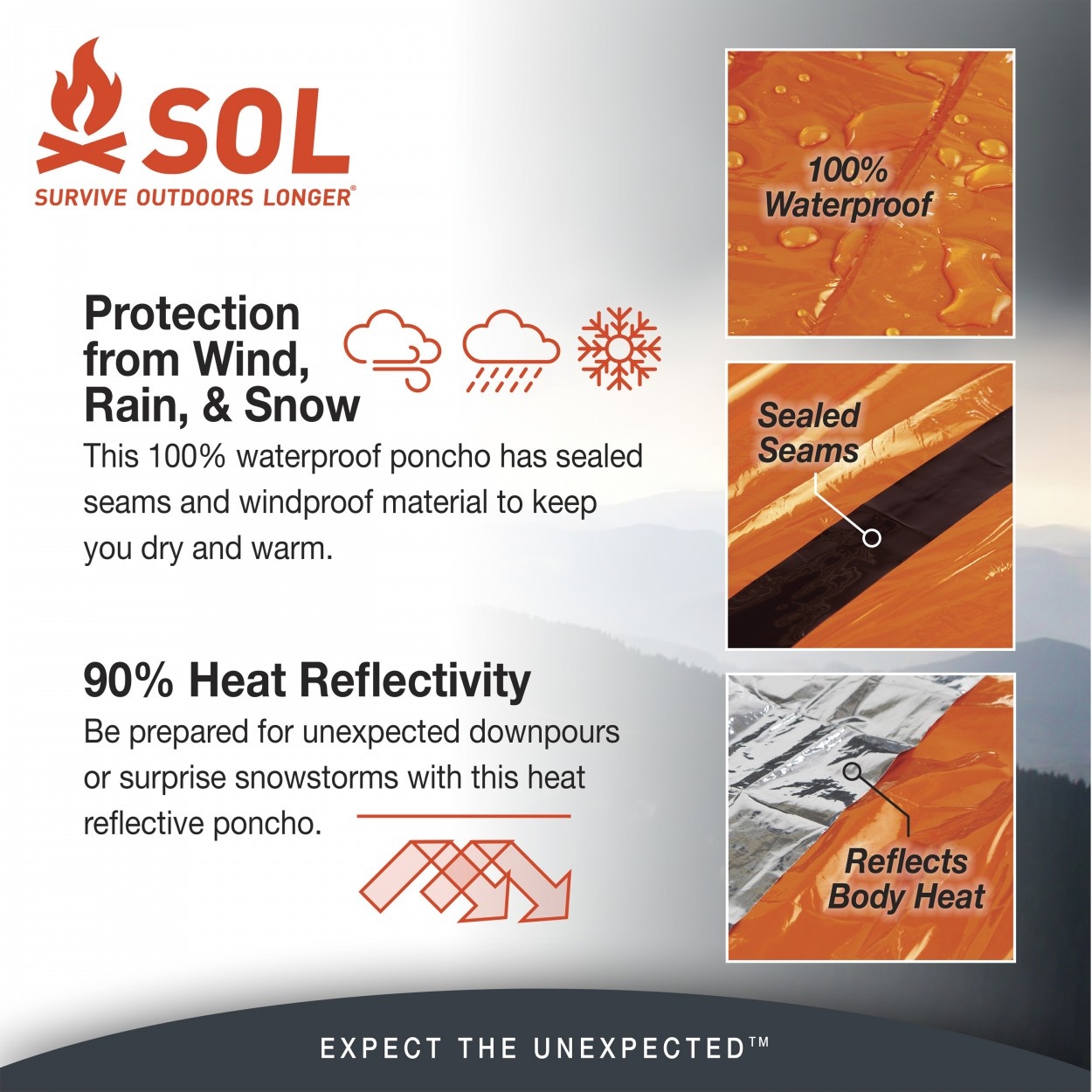 Heat Reflective Poncho - Orange