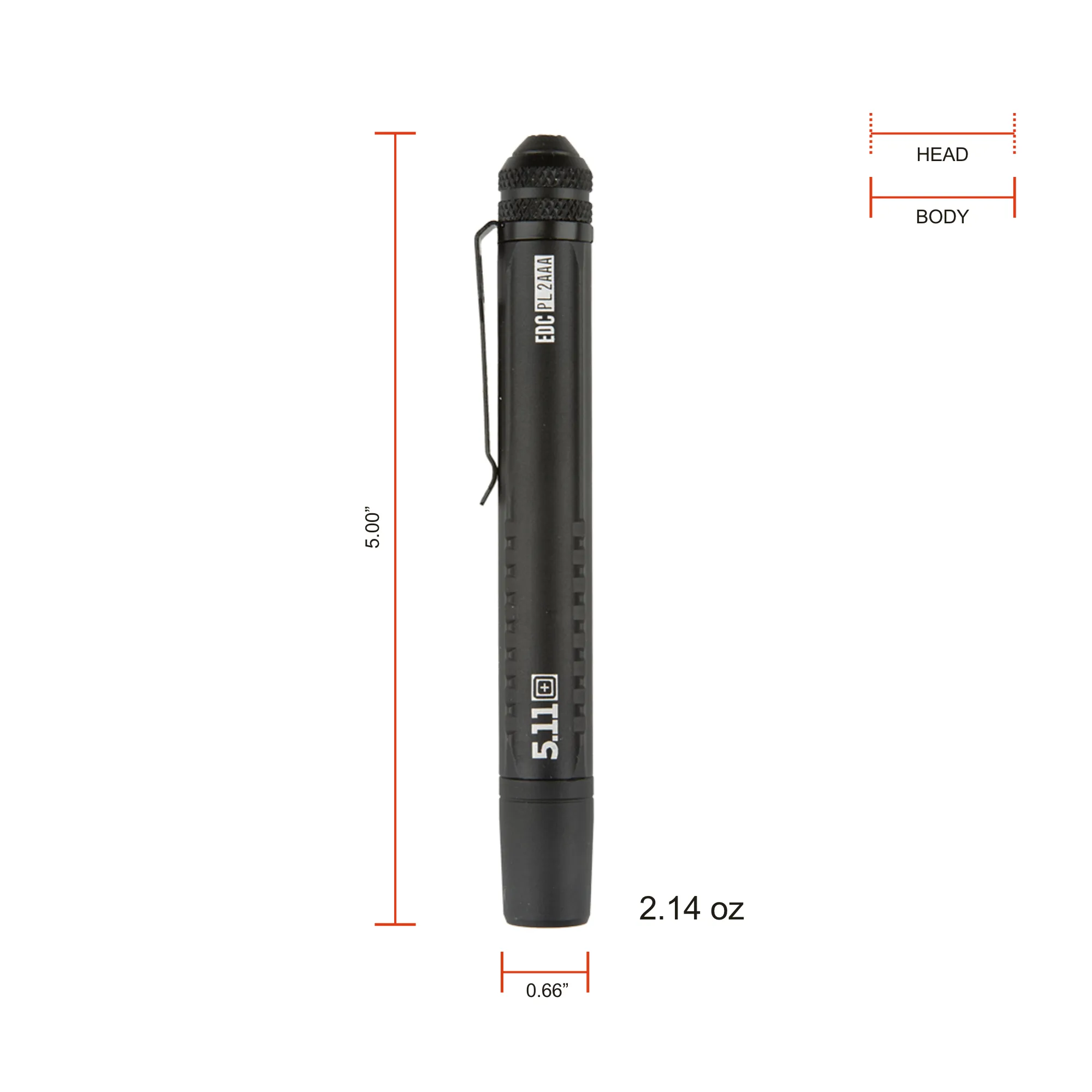 EDC PL 2AAA Flashlight - Black