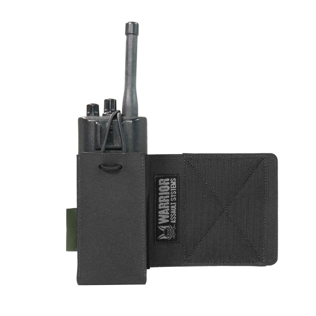 Laser Cut Wing Velcro Adjustable  Radio Pouch (Left Side)  - Black