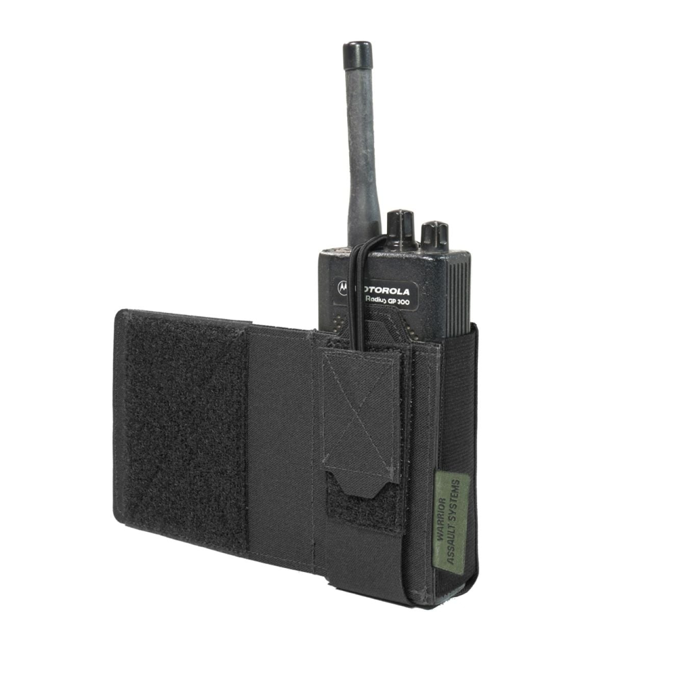 Laser Cut Wing Velcro Adjustable  Radio Pouch (Left Side)  - Black