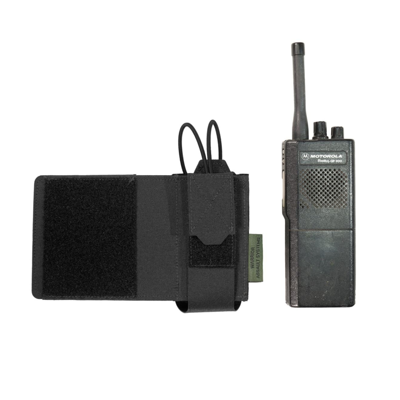 Laser Cut Wing Velcro Adjustable  Radio Pouch (Left Side)  - Black