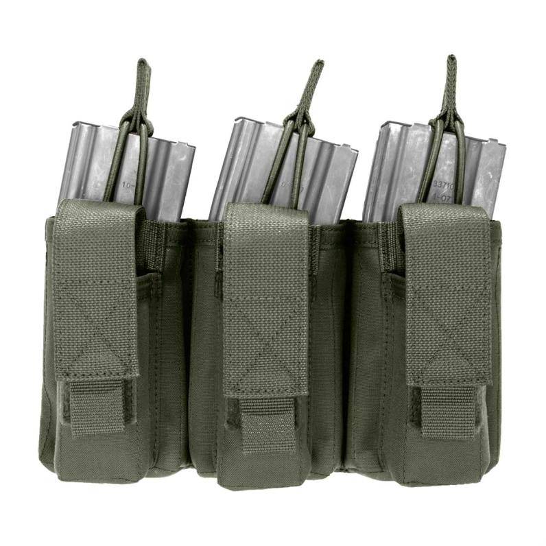 Triple Open 5.56mm Mag w 3 Pistol Mag Pouches - Olive Drab