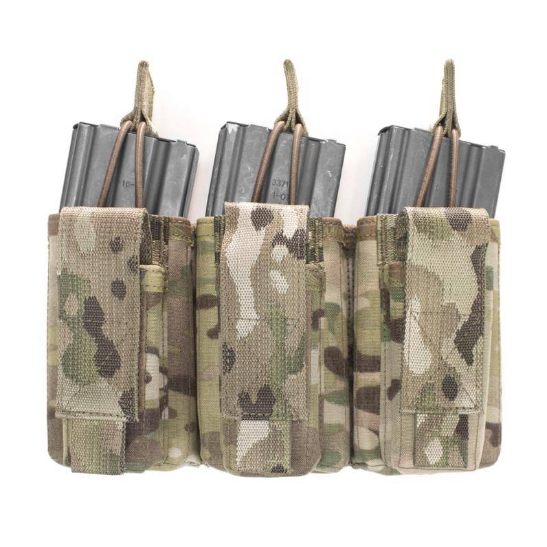 Warrior Triple Open 5.56mm Mag w 3 Pistol Mag Pouches MultiCam