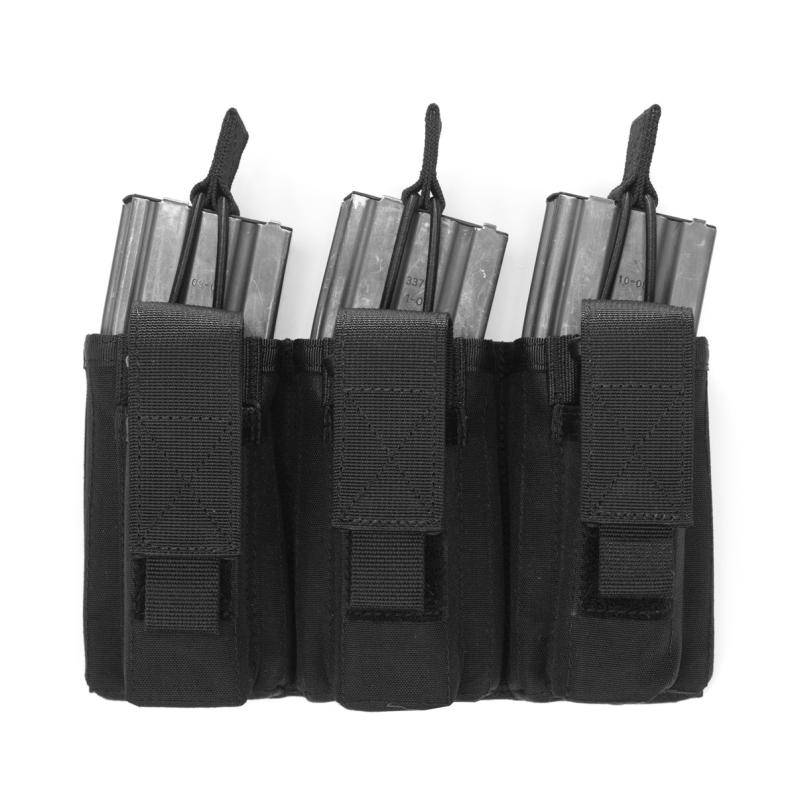 Triple Open 5.56mm Mag w 3 Pistol Mag Pouches - Black
