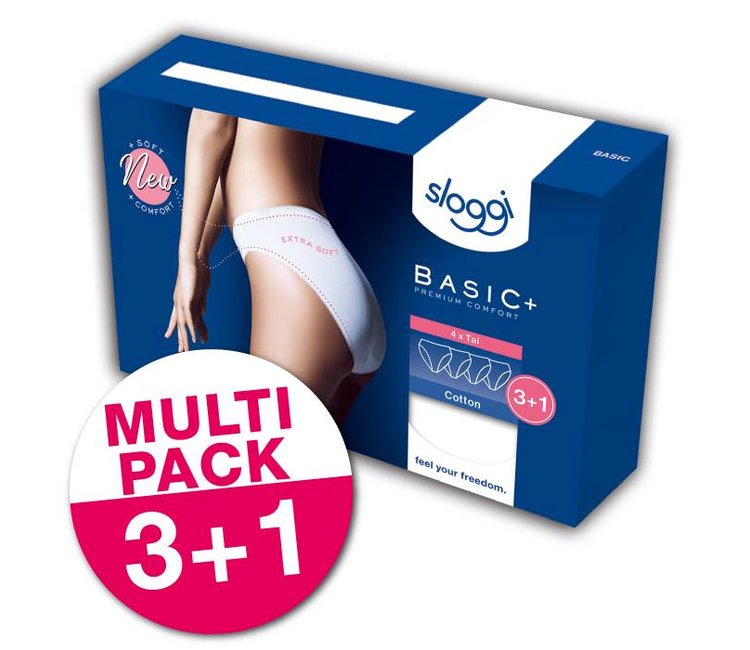 Sloggi Basic+ Tai Brief Cotton High Leg, Offer 3 +1(4 Pack),White, Black or  Skin
